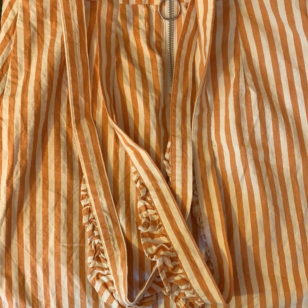 Urban Outfitters Rosie Ruffle Skirtall Overall Orange Stripe, XS - Picture 15 of 15
